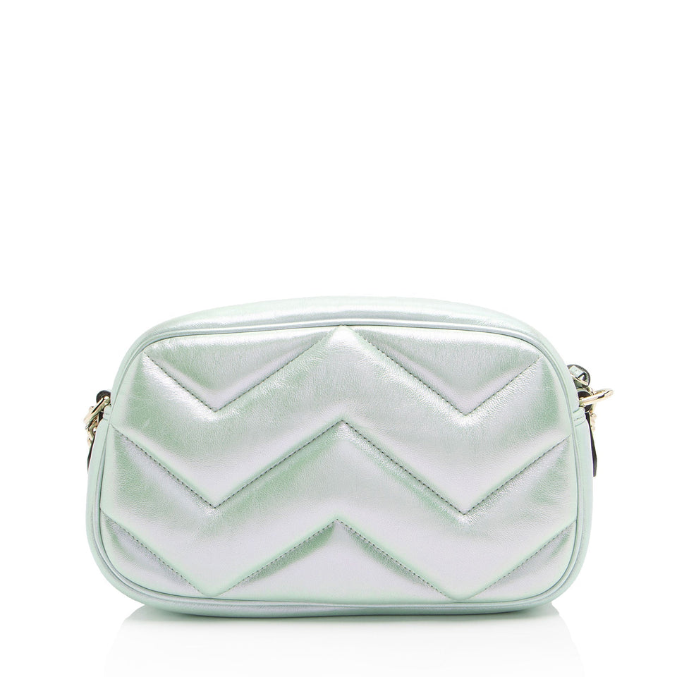 Gucci Iridescent Chevron Matelasse Leather GG Marmont Small Camera Bag