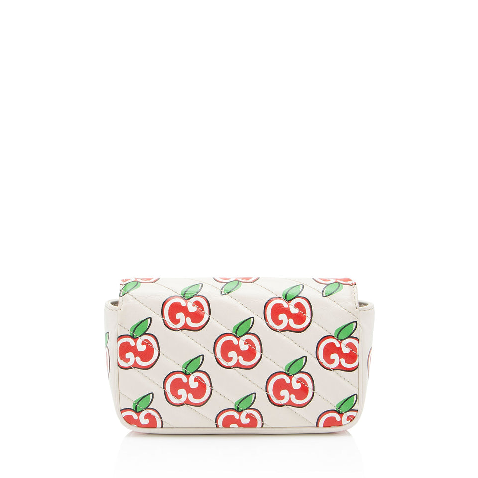 Gucci Matelasse Leather Apple GG Marmont Mini Flap Bag