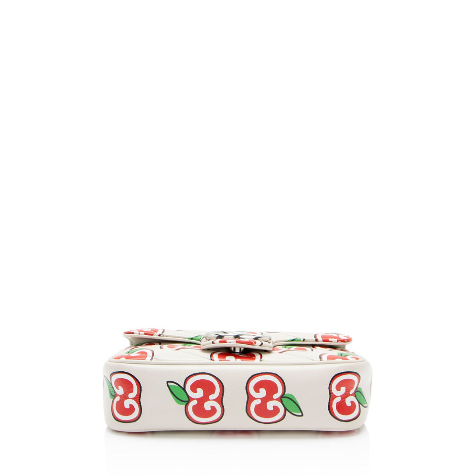 Gucci Matelasse Leather Apple GG Marmont Mini Flap Bag