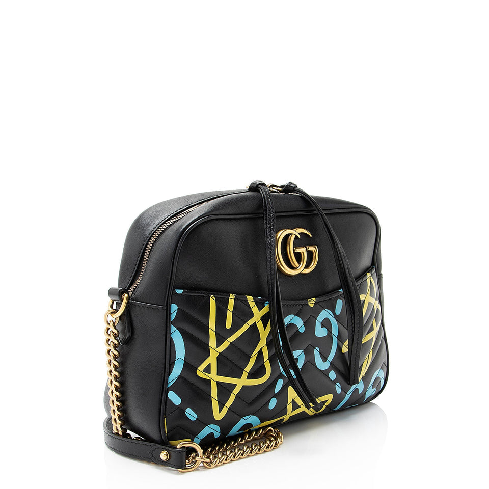 Gucci Matelasse Leather GG Marmont Ghost Medium Camera Bag