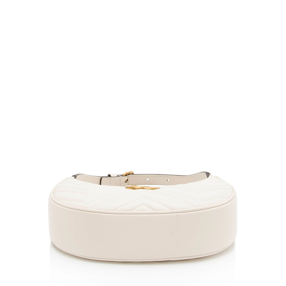 Gucci Matelasse Leather GG Marmont Half Moon Mini Shoulder Bag