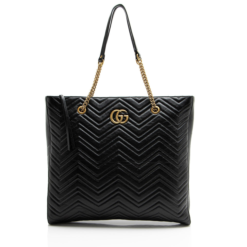 Gucci Matelasse Leather GG Marmont Large Chain Tote