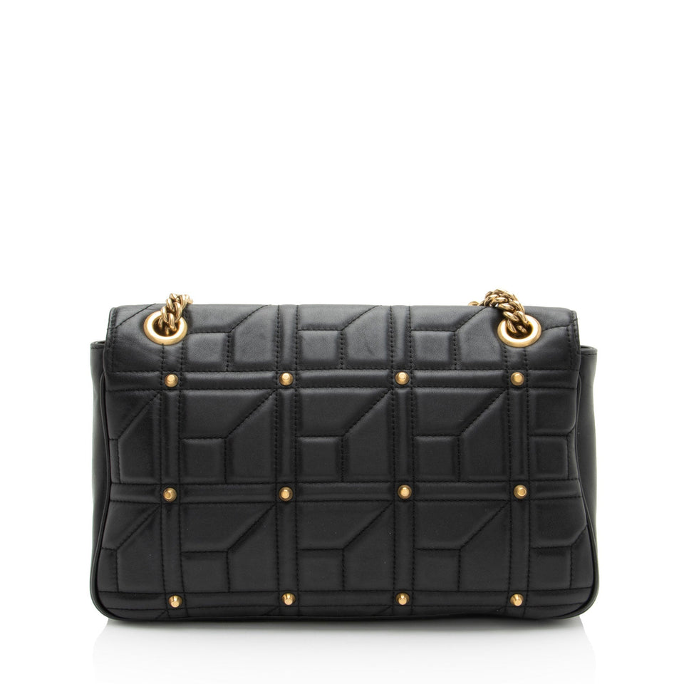 Gucci Matelasse Leather GG Marmont Studded Large Flap Bag