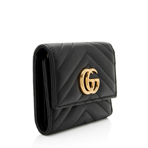 Gucci Matelasse Leather GG Marmont Trifold Wallet