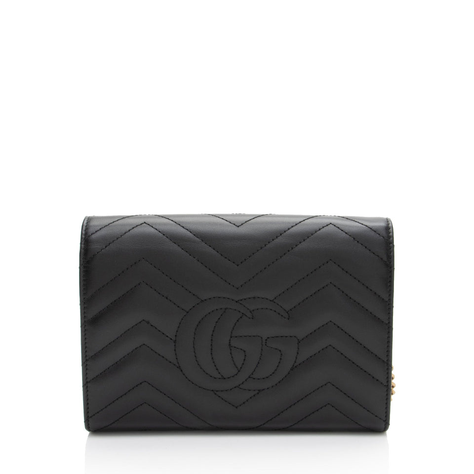 Gucci Matelasse Leather GG Marmont Wallet on Chain
