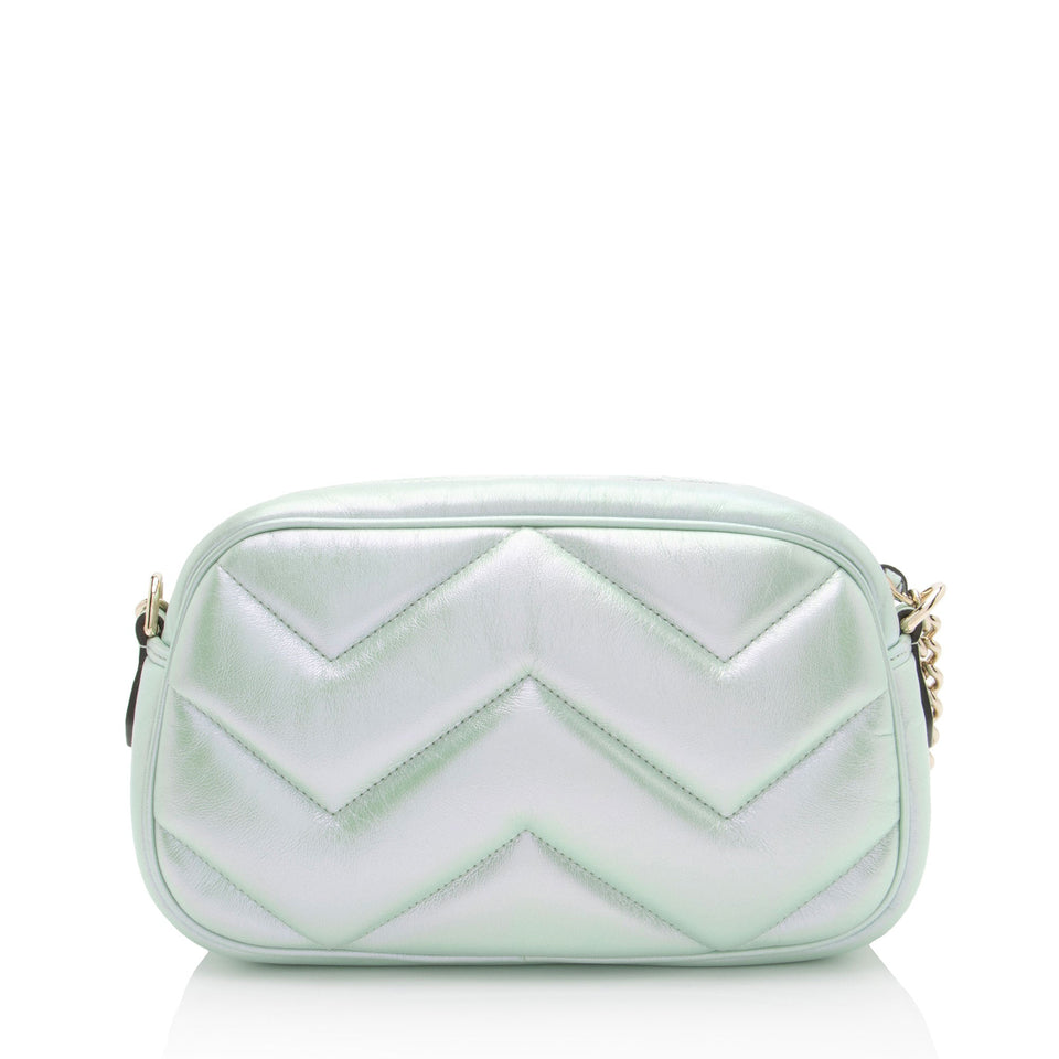Gucci Matelasse Padded Iridescent Leather GG Marmont Small Camera Bag