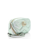 Gucci Matelasse Padded Iridescent Leather GG Marmont Small Camera Bag