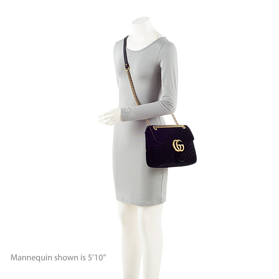 Gucci Matelasse Velvet GG Marmont Large Flap Bag