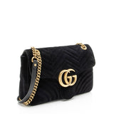 Gucci Matelasse Velvet GG Marmont Large Flap Bag
