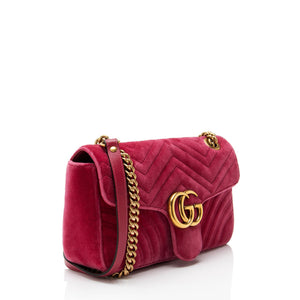 Gucci Matelasse Velvet GG Marmont Medium Flap Bag