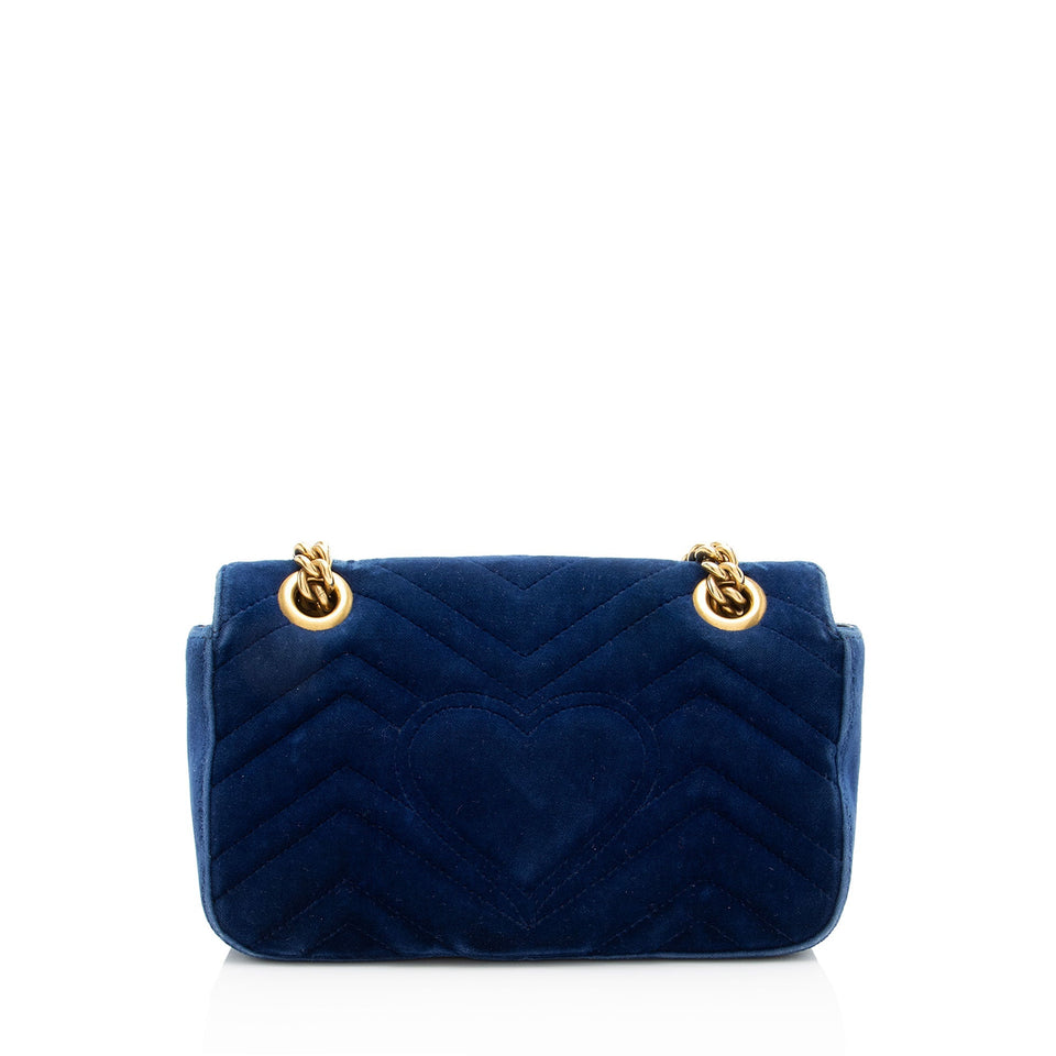 Gucci Matelasse Velvet GG Marmont Small Flap Bag