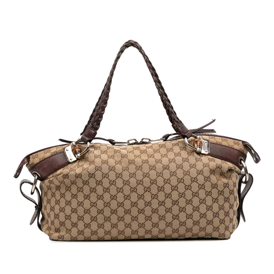 Gucci Medium GG Canvas Bamboo Bar Tote