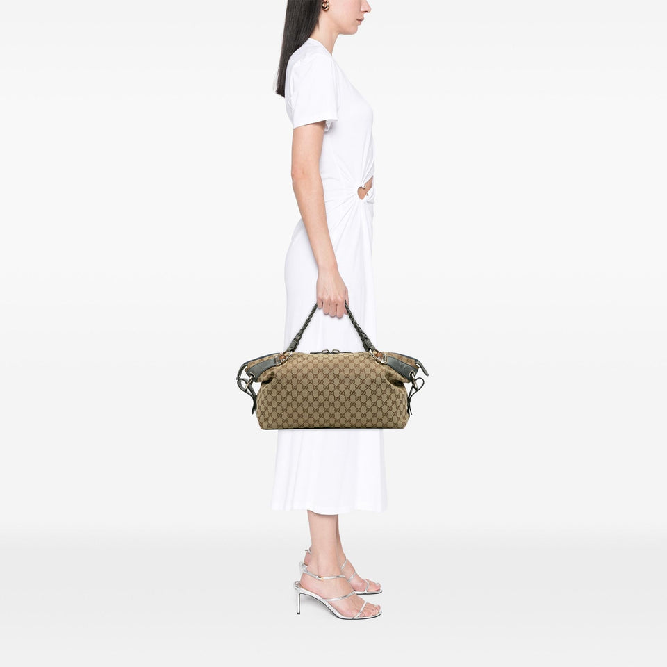 Gucci Medium GG Canvas Bamboo Bar Tote