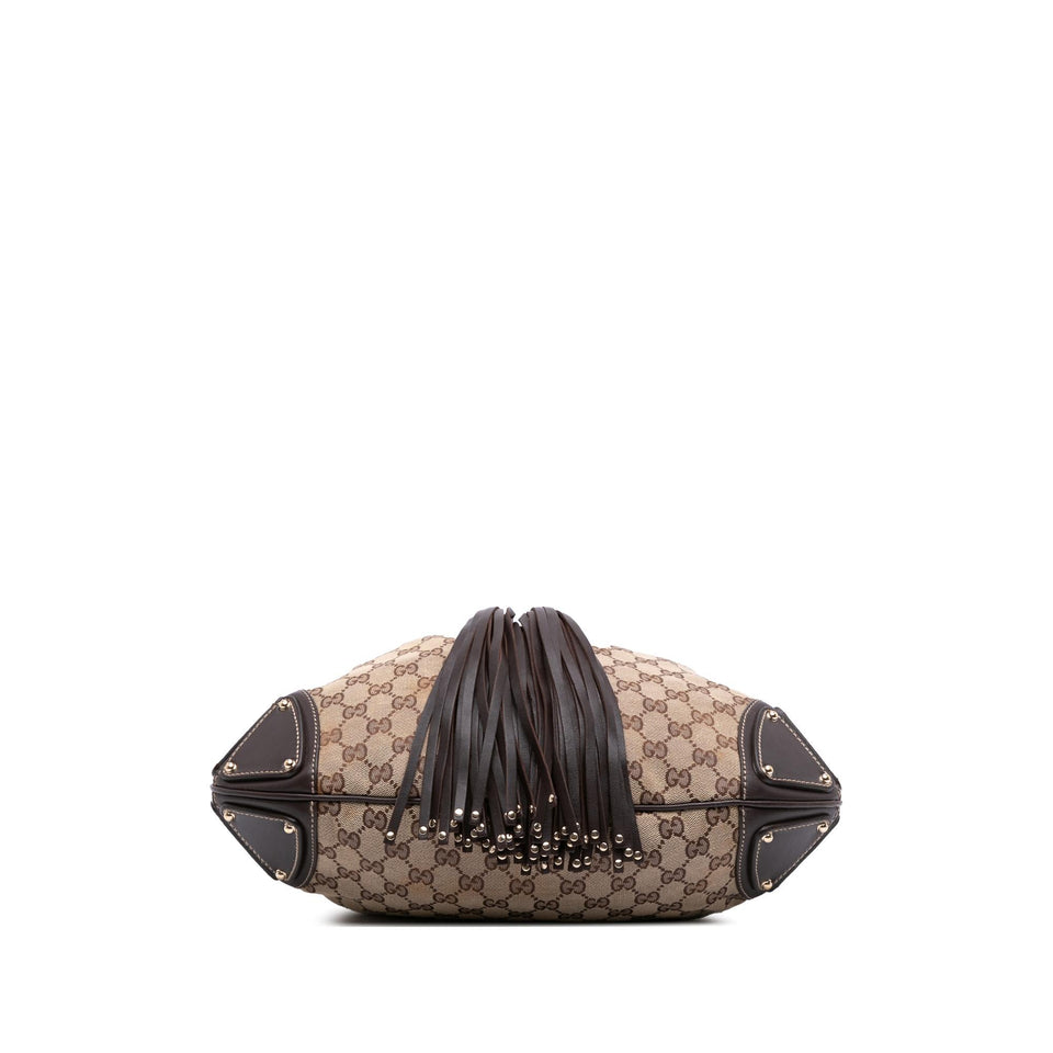Gucci Medium GG Canvas Bamboo Indy Hobo