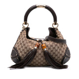 Gucci Medium GG Canvas Bamboo Indy Hobo