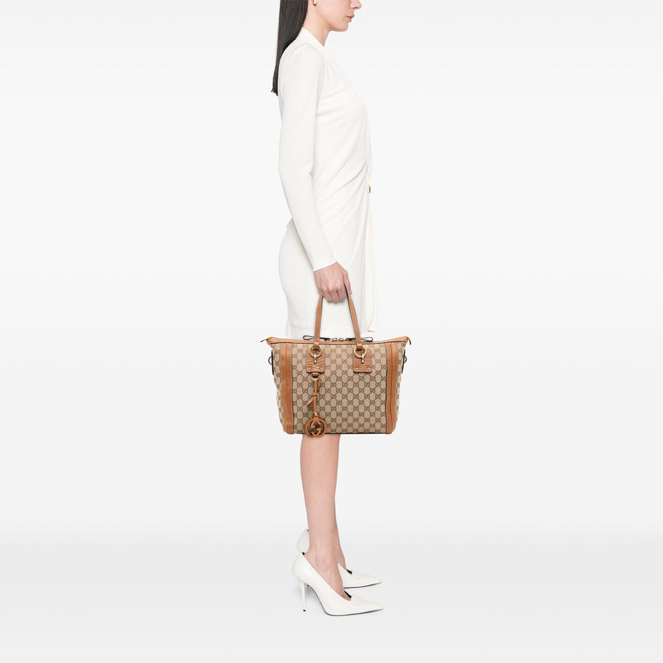 Gucci Medium GG Canvas Charm Satchel