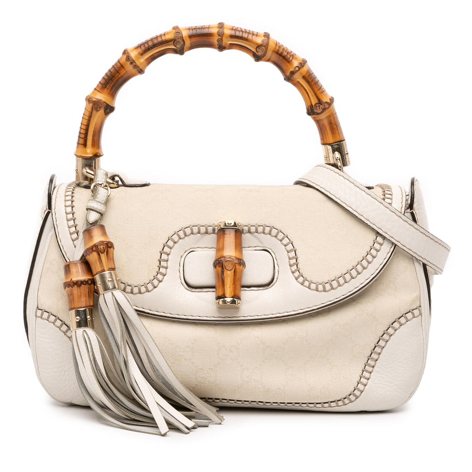 Gucci Medium GG Canvas New Bamboo Satchel