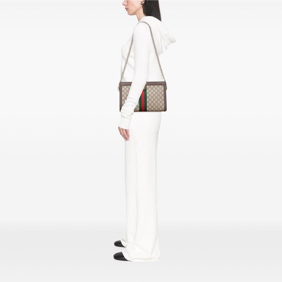 Gucci Medium GG Supreme Ophidia Web Chain Shoulder Bag