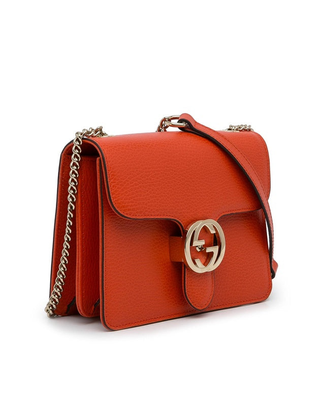 Gucci MEDIUM INTERLOCKING G CALFSKIN LEATHER CROSSBODY BAG