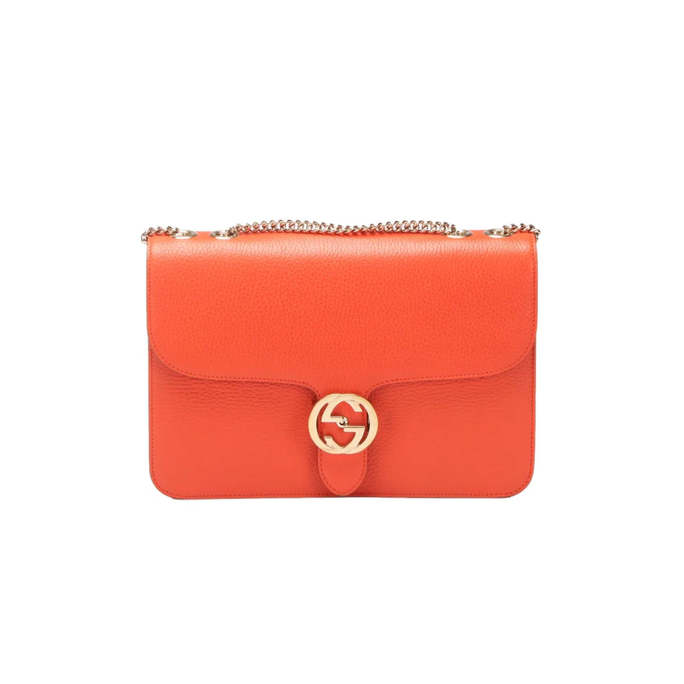 Gucci MEDIUM INTERLOCKING G CALFSKIN LEATHER CROSSBODY BAG