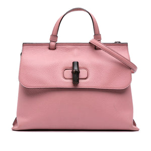 Gucci Medium Leather Bamboo Daily Satchel