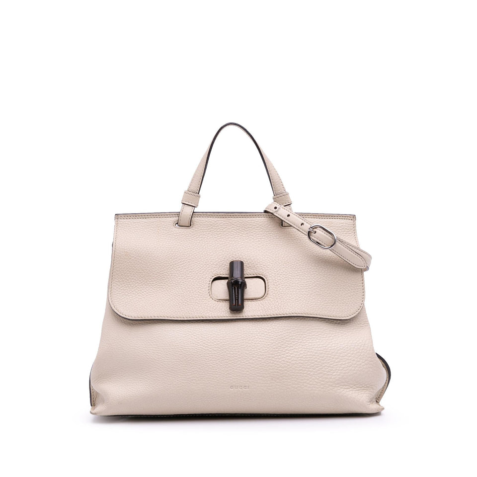 Gucci Medium Leather Bamboo Daily Satchel