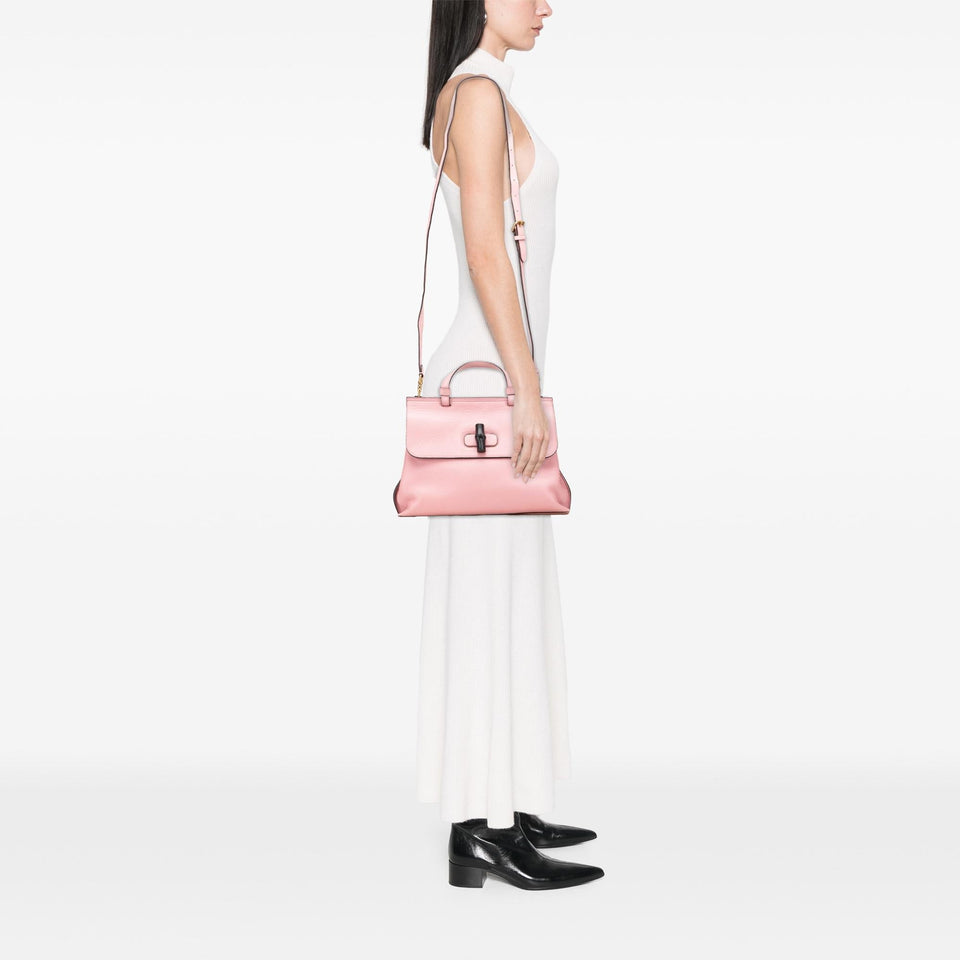 Gucci Medium Leather Bamboo Daily Satchel