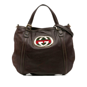 Gucci Medium Leather Web Britt Satchel