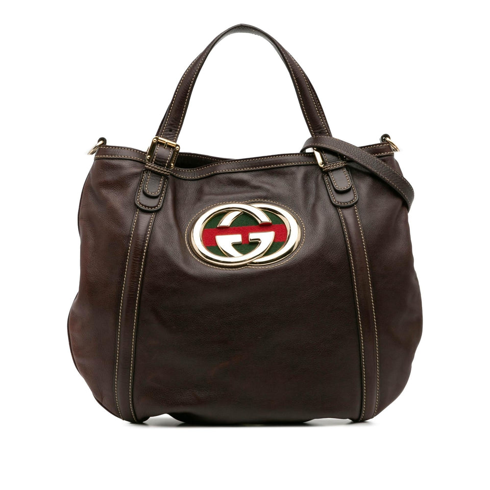 Gucci Medium Leather Web Britt Satchel