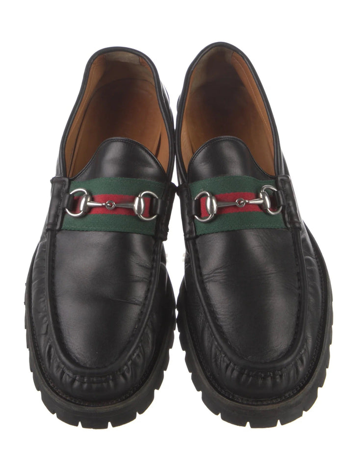 Gucci MEN'S HORSEBIT WEB LUG SOLE LOAFERS