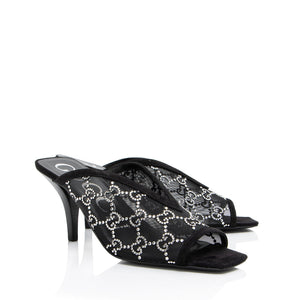 Gucci Mesh Crystal GG Mules - Size 7.5 / 37.5