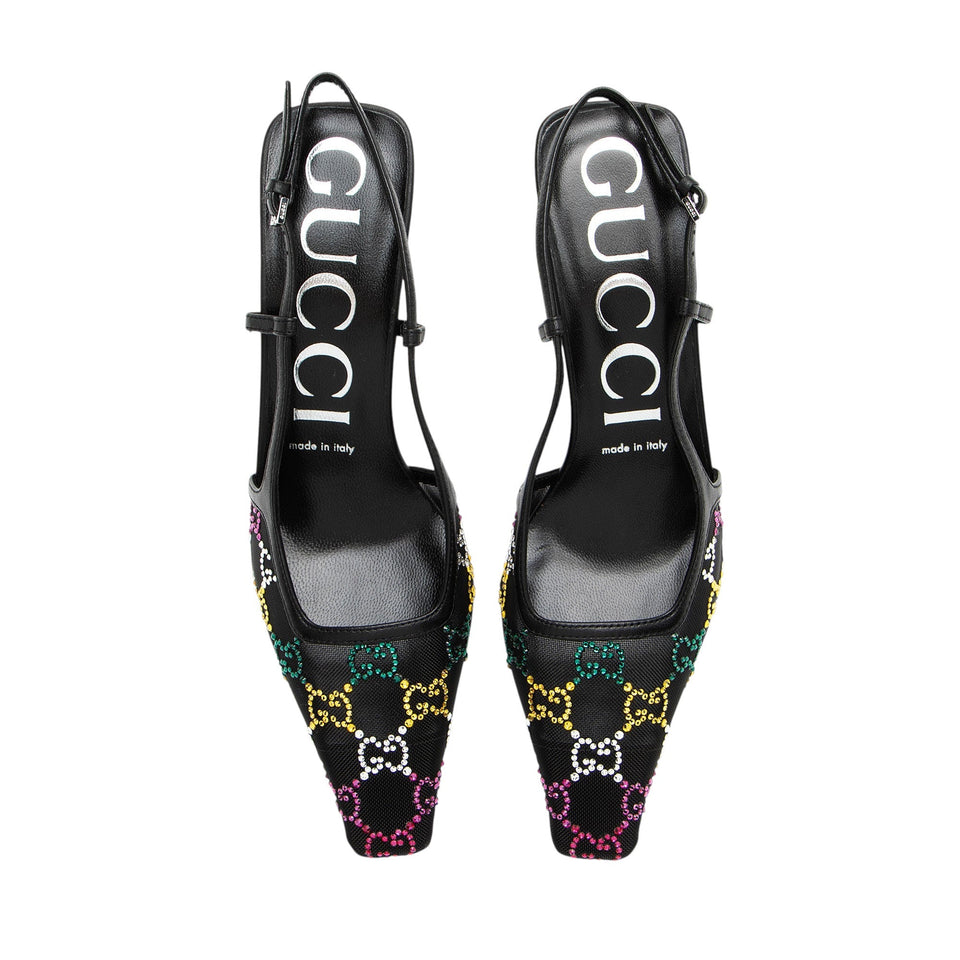 Gucci Mesh Crystal GG Slingback Pumps - Size 7 / 37