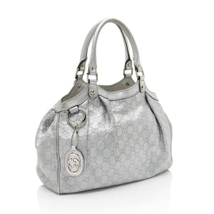 Gucci Metallic Guccissima Leather Sukey Medium Tote