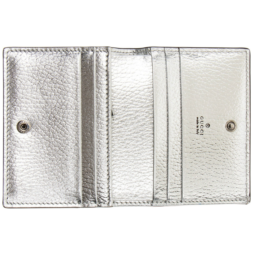 Gucci Metallic Leather GG Marmont Card Case