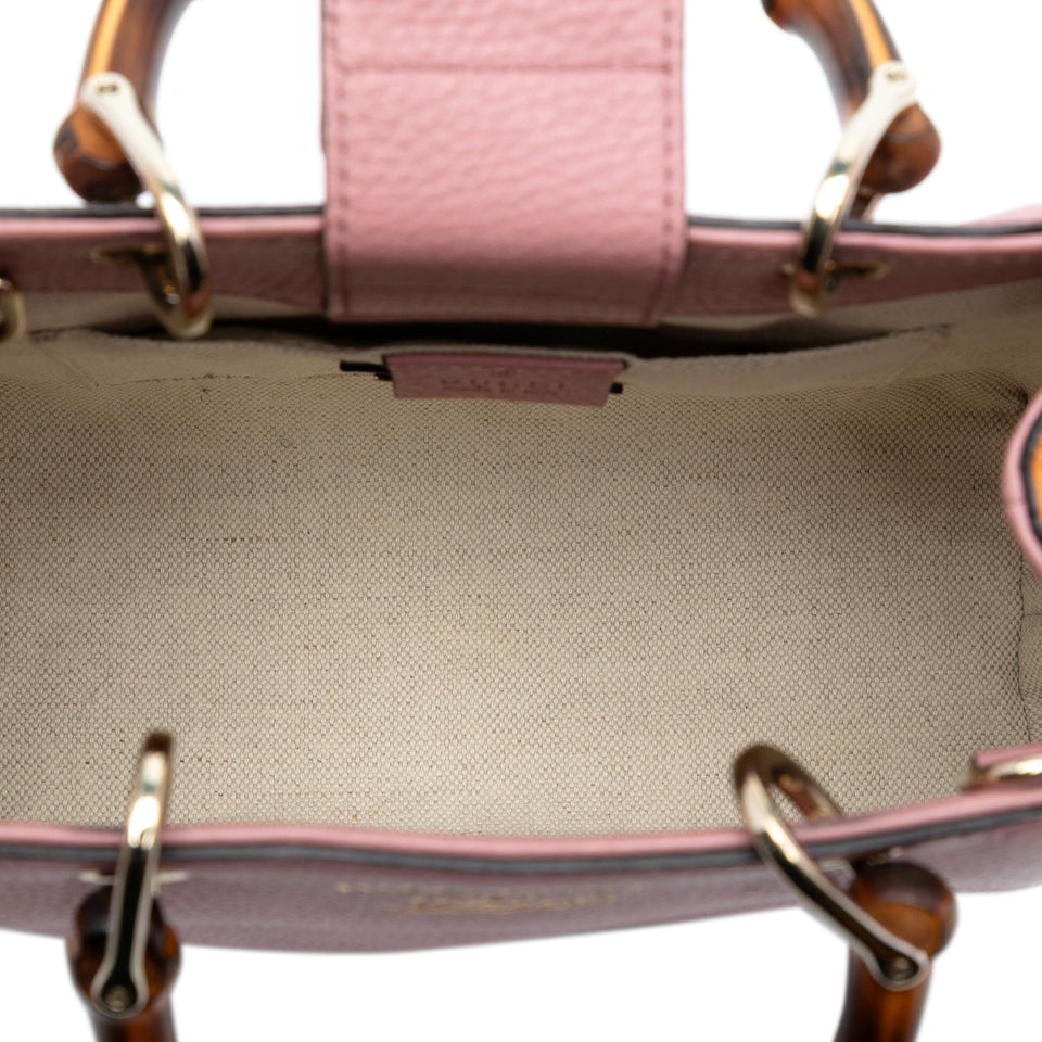Gucci Mini Bicolor Calfskin Bamboo Shopper Satchel