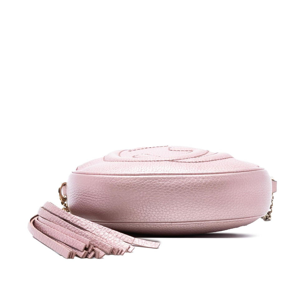 Gucci Mini Metallic Pebbled Calfskin Soho Chain Crossbody