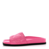 Gucci CHARLOTTE LOGO NAPPA LEATHER SLIDE SANDALS