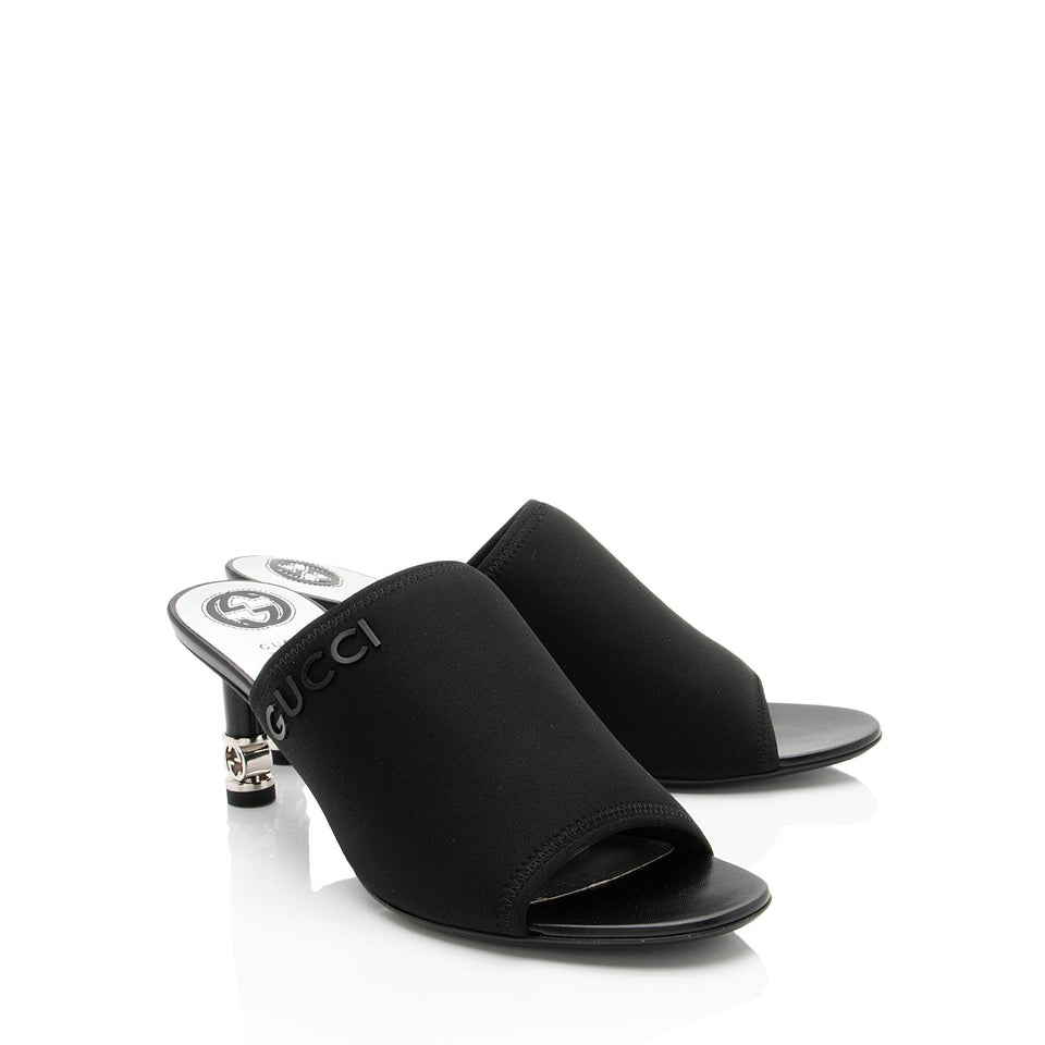 Gucci Nylon Interlocking G Heel Greta Mules - Size 9.5 / 39.5