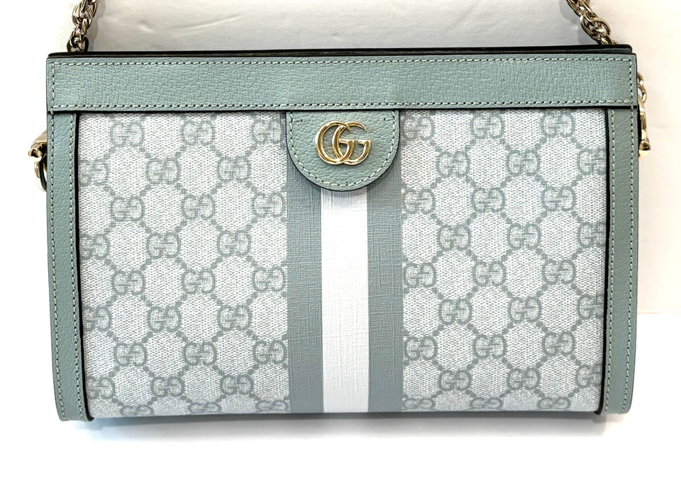 Gucci GG SUPREME OPHIDIA SMALL SHOULDER CHAIN BAG IN BLUE HOTSELL