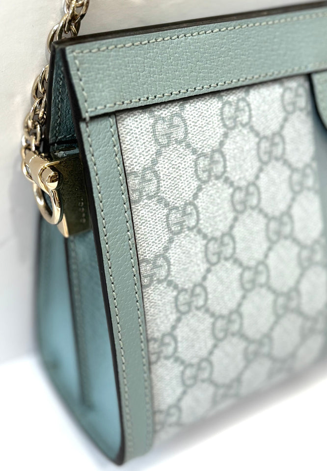 Gucci GG SUPREME OPHIDIA SMALL SHOULDER CHAIN BAG IN BLUE HOTSELL