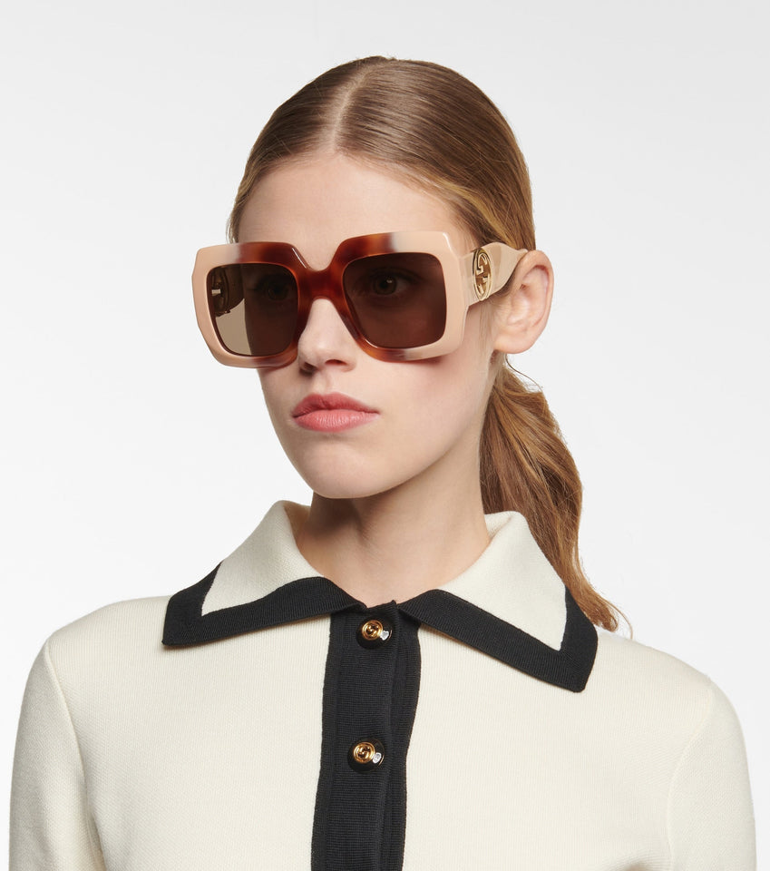 Gucci Chain-trimmed Square Oversized Sunglasses