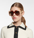 Gucci Chain-trimmed Square Oversized Sunglasses