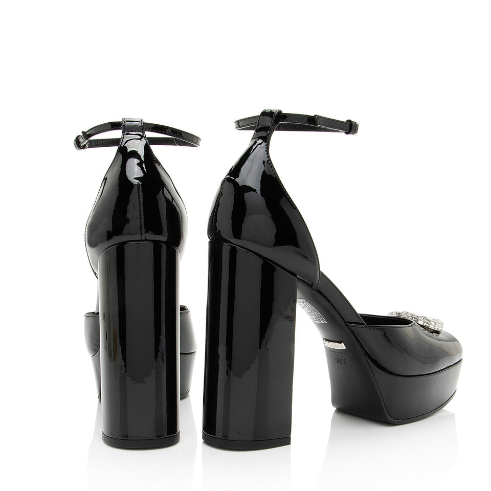 Gucci Patent Leather Crystal GG Platform Pumps - Size 9.5 / 39.5