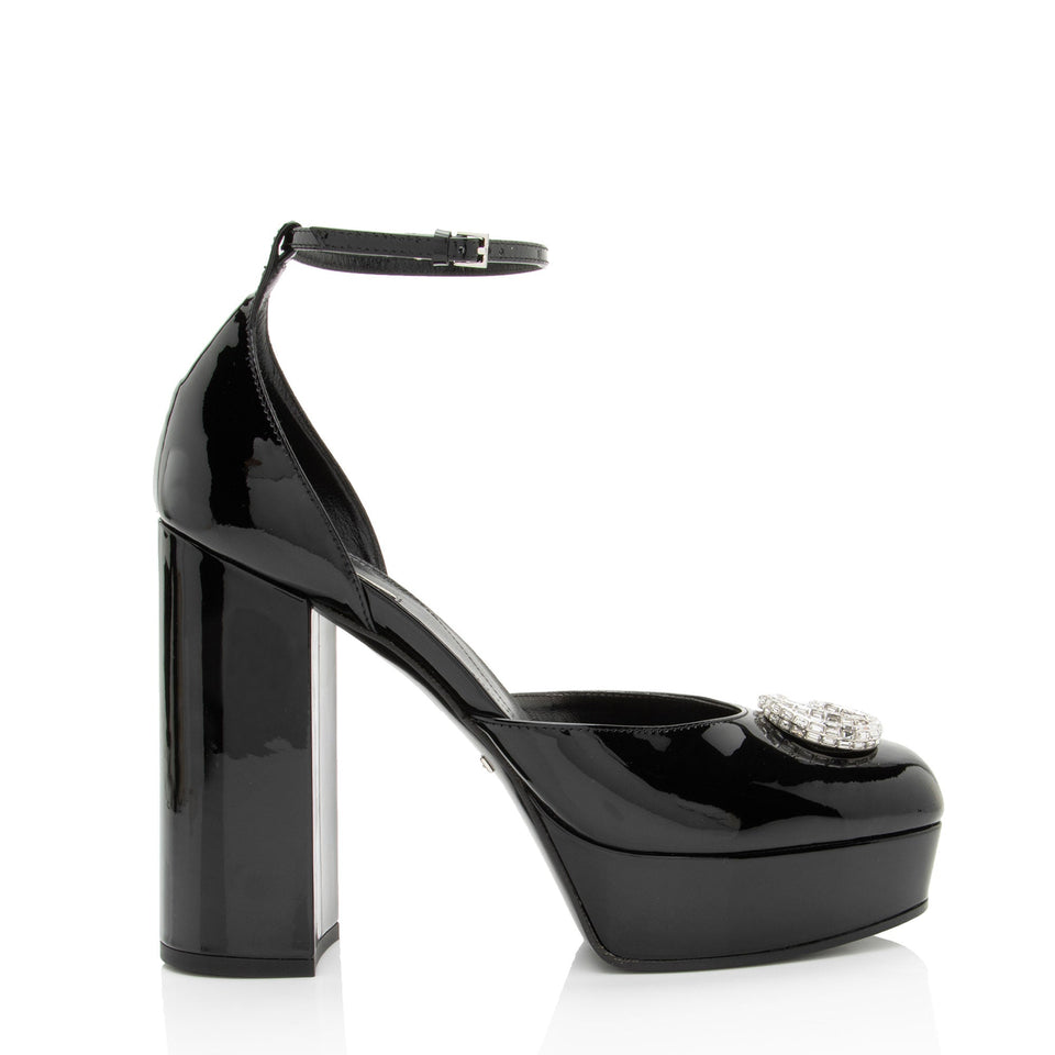 Gucci Patent Leather Crystal GG Platform Pumps - Size 9.5 / 39.5