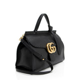 Gucci Pebbled Leather GG Marmont Top Handle