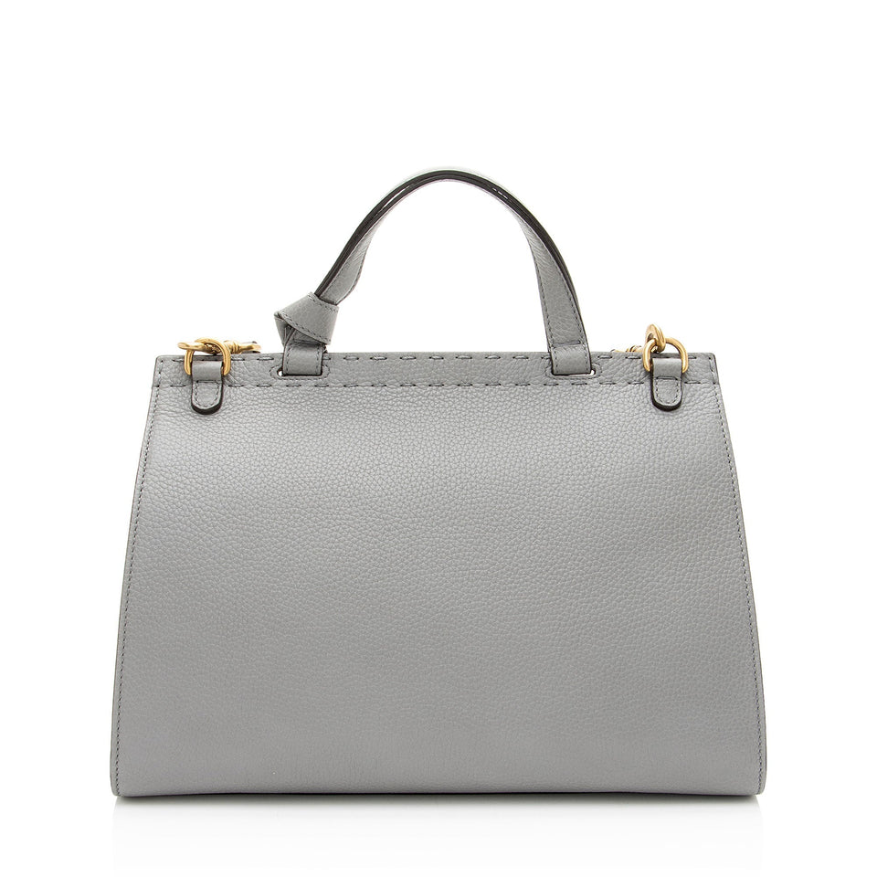Gucci Pebbled Leather GG Marmont Top Handle