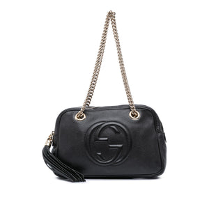 Gucci Pebbled Leather Soho Chain Zip Shoulder Bag