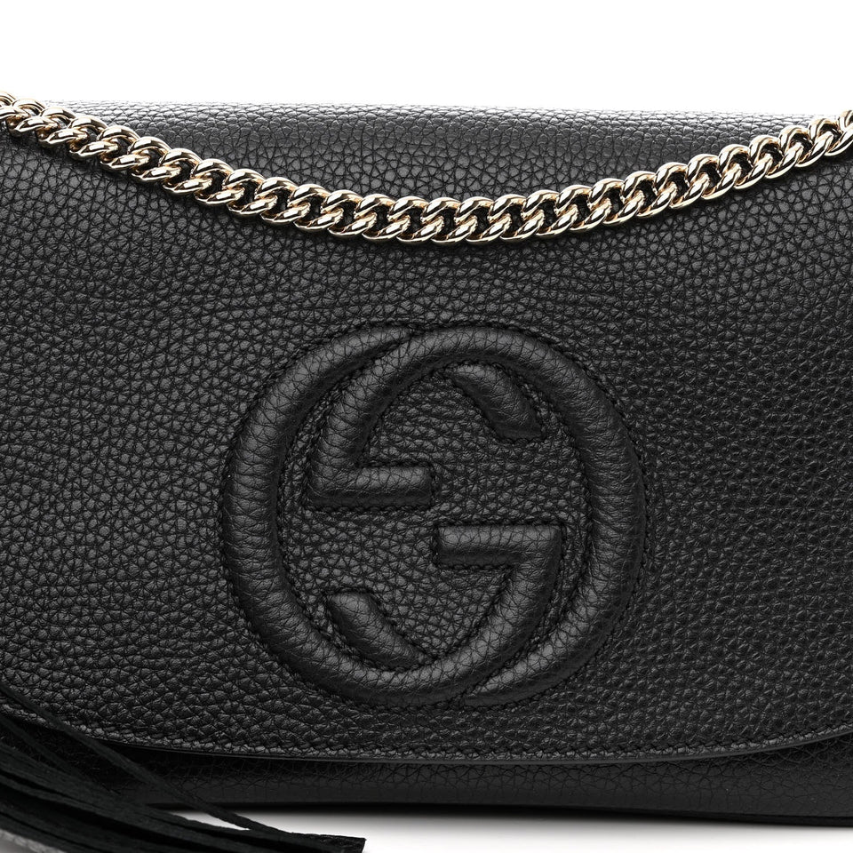 Gucci PEBBLED CALFSKIN LEATHER SOHO CHAIN BAG