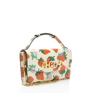 Gucci Printed Leather Strawberry Zumi Mini Shoulder Bag