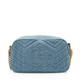 Gucci Matelasse Denim Pearl GG Marmont Small Camera Bag